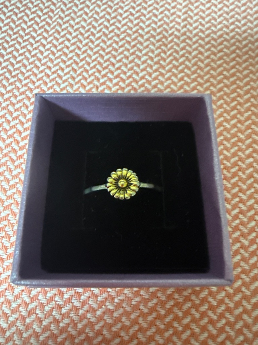 Sterling Silver 925 Yellow Flower Ring Size 10 loose 9